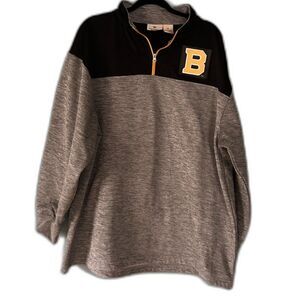 Fanatics men's Boston Bruins 1/4 zip gray pull over shirt classic patch 2XL